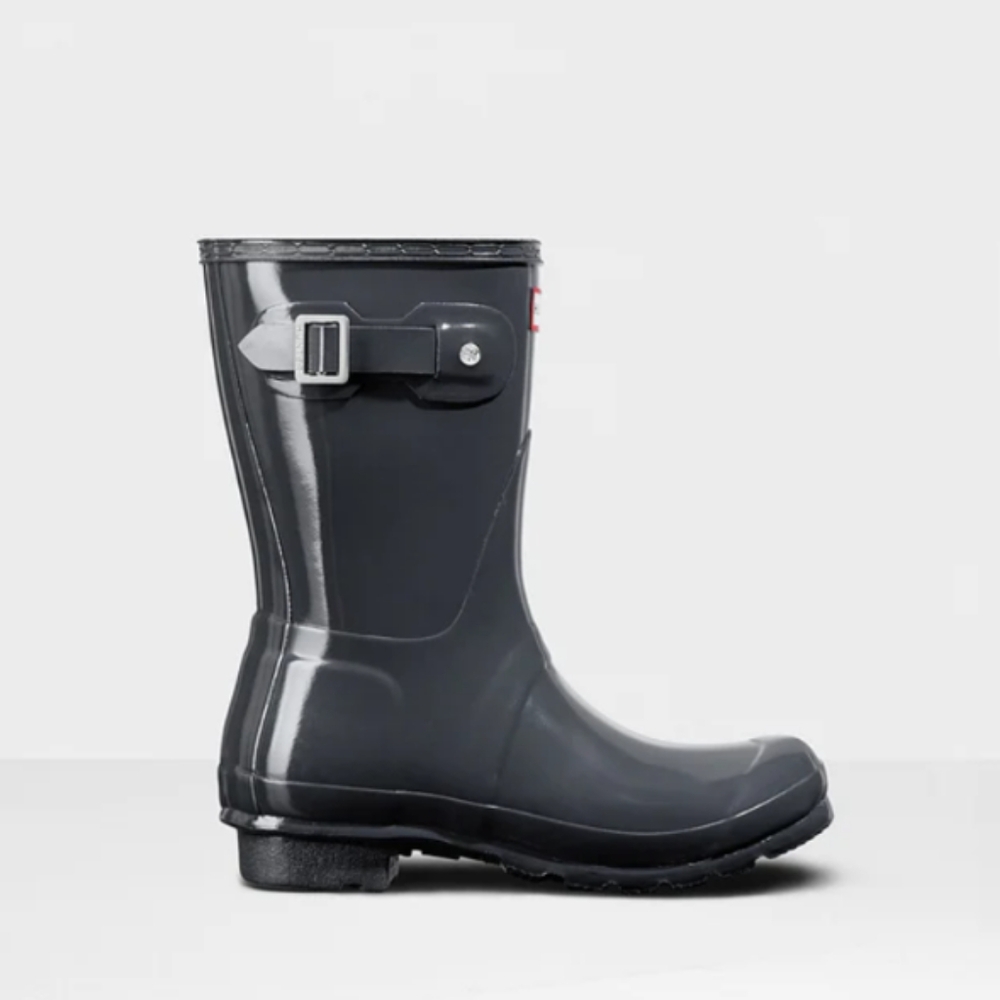 Hunter Original Short Gloss rain boot Slate grey women's size 10